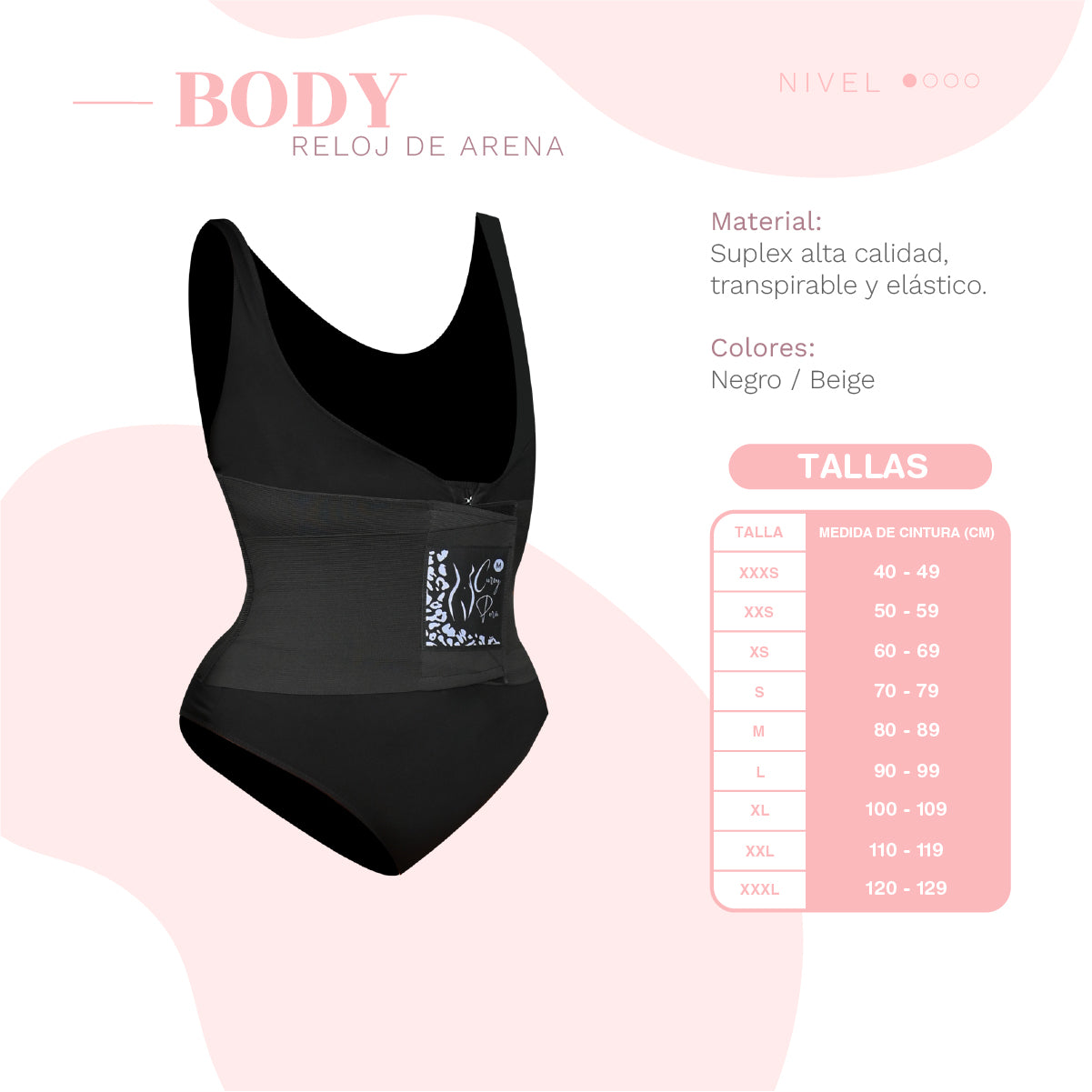 FAJA BODY RELOJ DE ARENA BEIGE XXS A XL