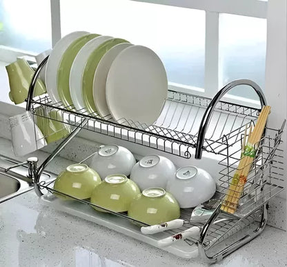 ESCURRIDOR DE PLATOS 2 NIVELES CROMADO